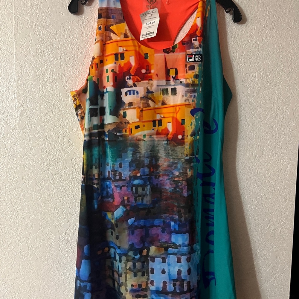 Sleeveless Tennis Dress with Abstract Print